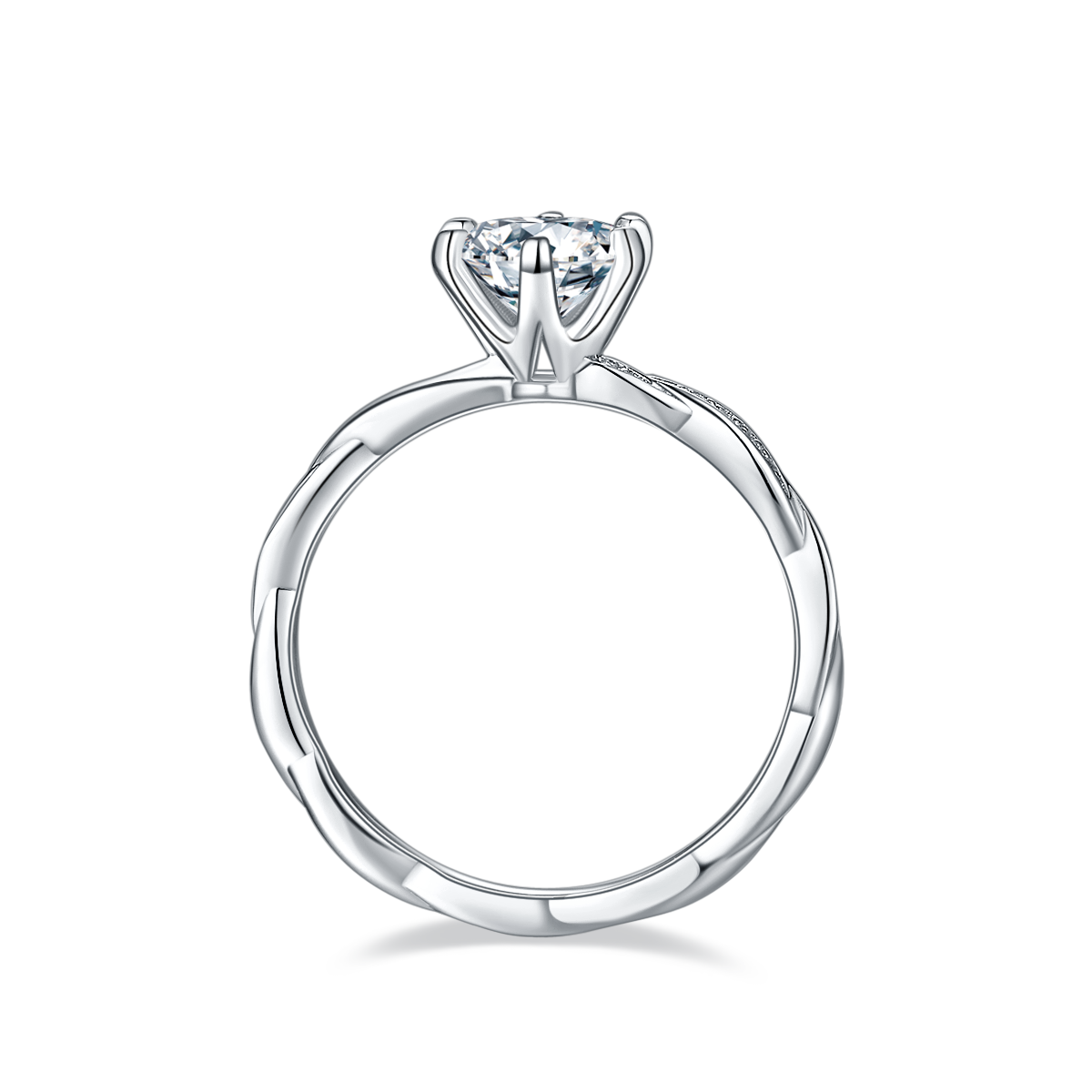 Woven Finger Soft S925 Silver Plated Platinum Moissanite Women's Ring 1 Carat D-Class